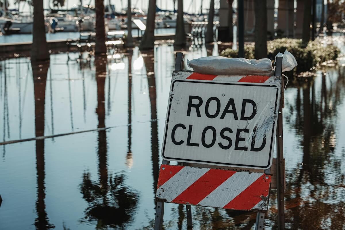 Hurricane closes a street in Florida